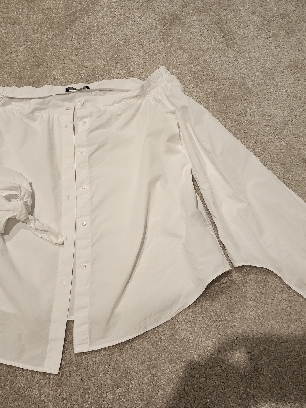 Messbebe White Off-Shoulder Button-Up Shirt